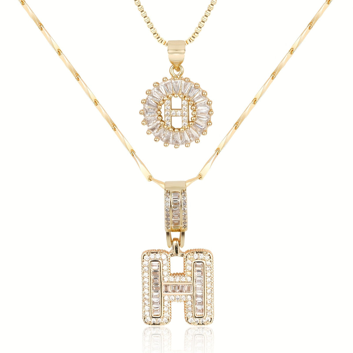2pc 14k Sparkling Letter Initial Necklaces — product detail