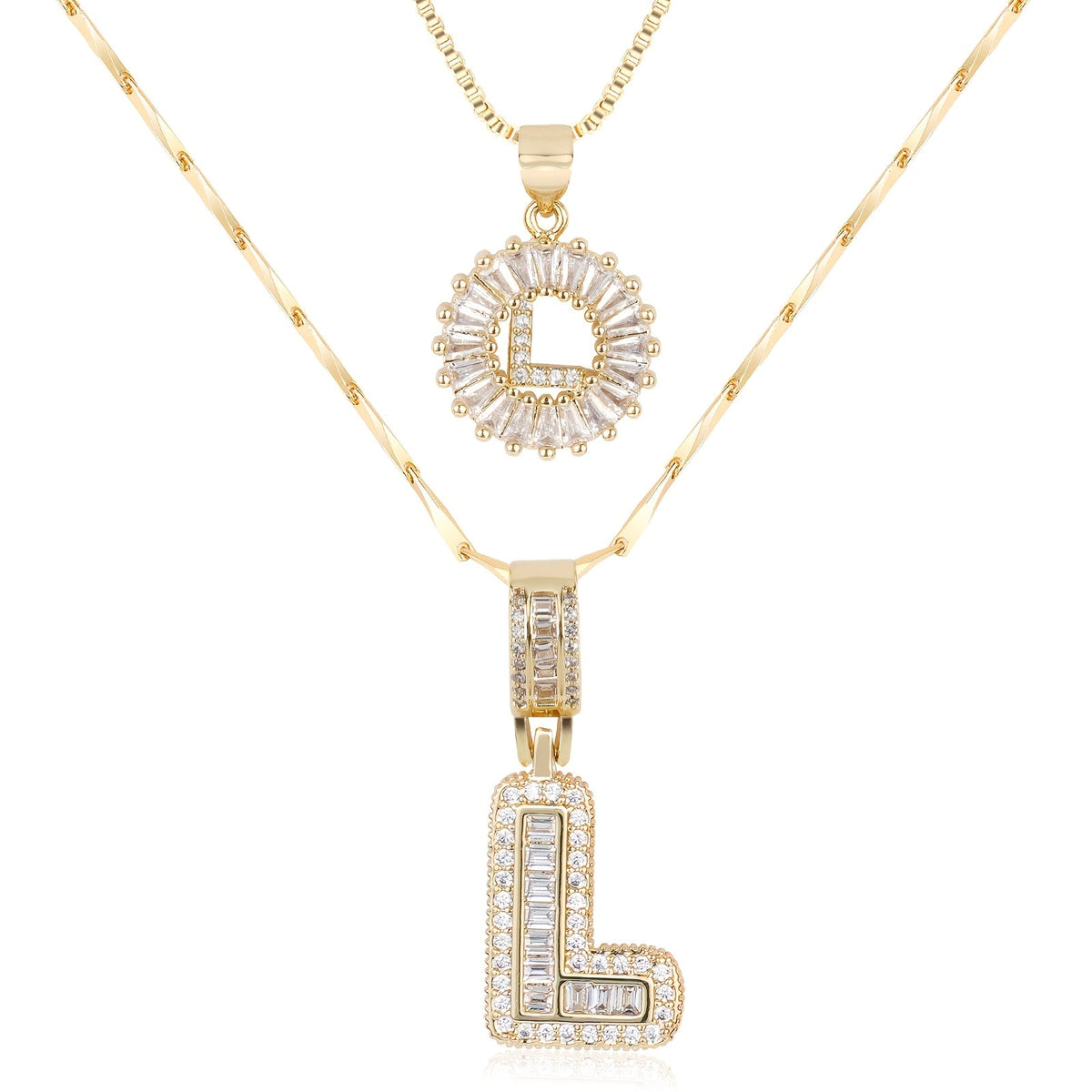 2pc 14k Sparkling Letter Initial Necklaces — product detail