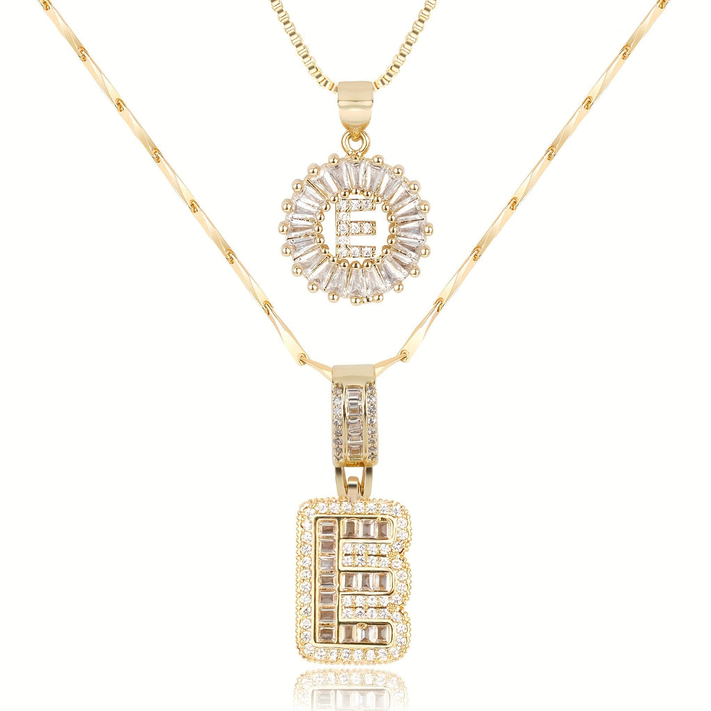 2pc 14k Sparkling Letter Initial Necklaces — product detail
