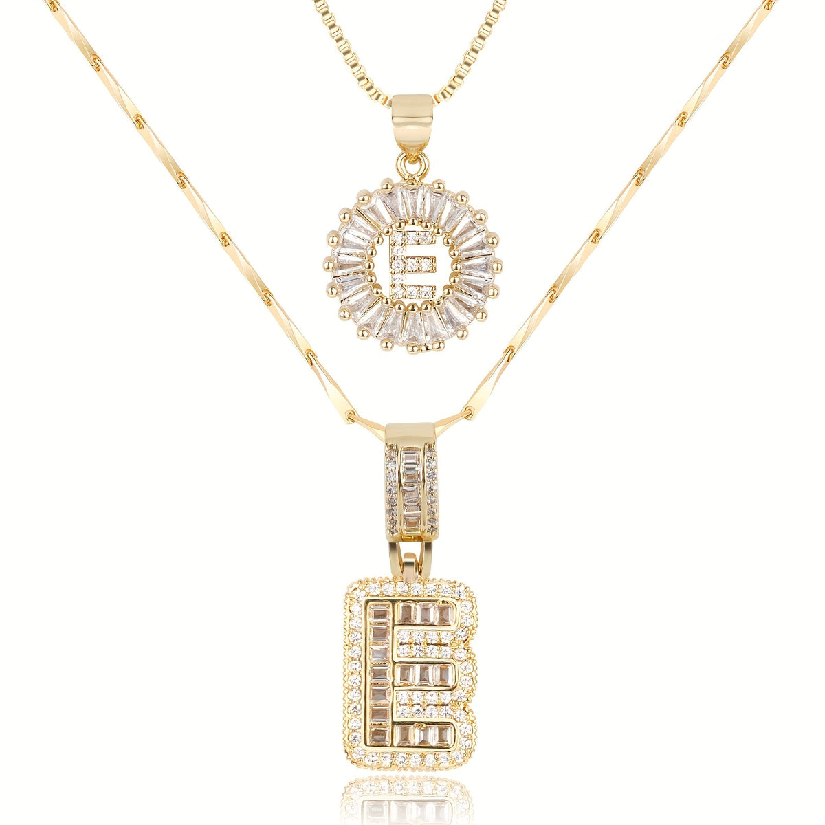2pc 14k Sparkling Letter Initial Necklaces — product detail