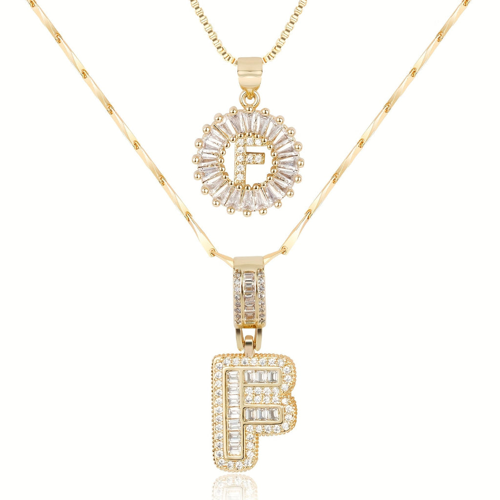 2pc 14k Sparkling Letter Initial Necklaces — product detail