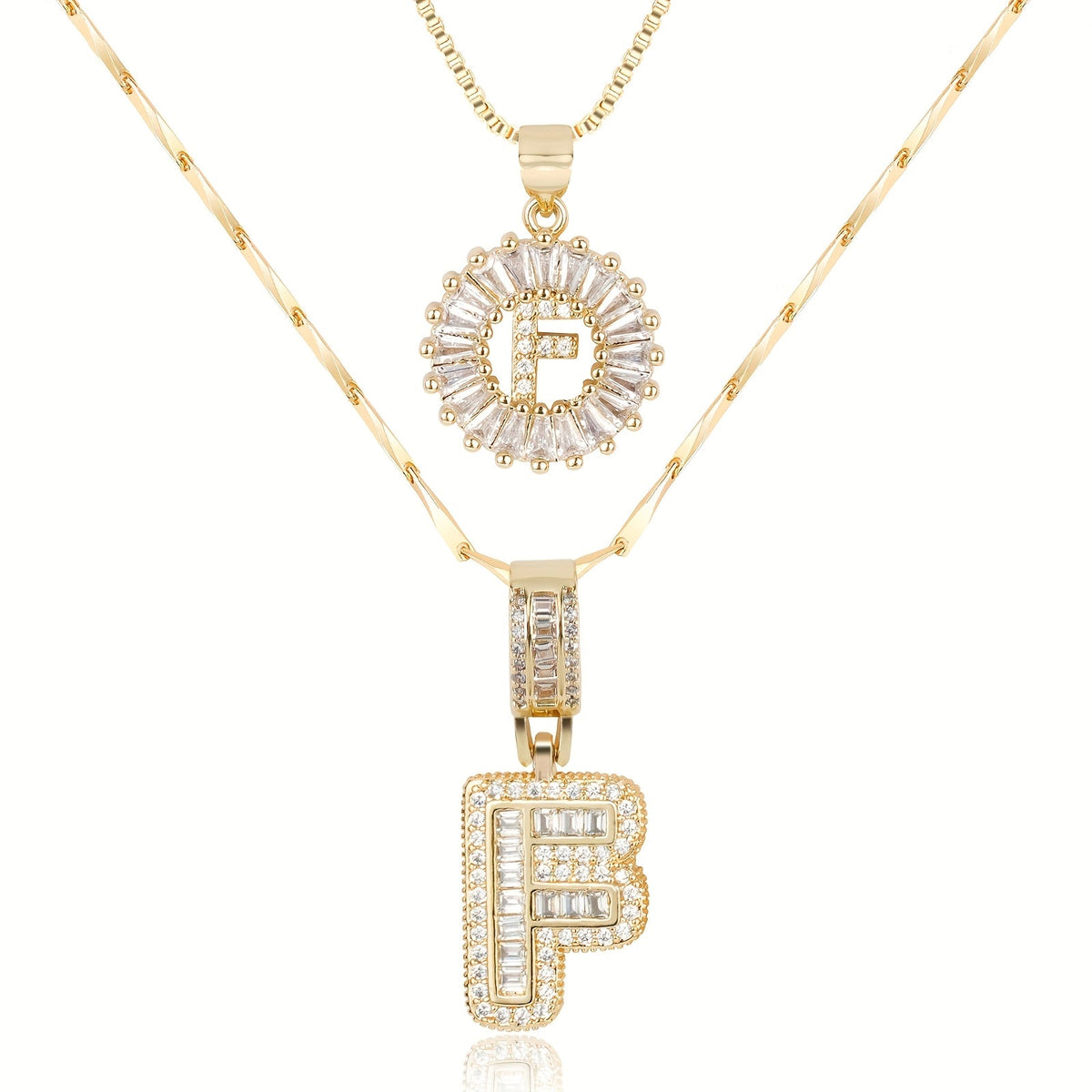 2pc 14k Sparkling Letter Initial Necklaces — product detail
