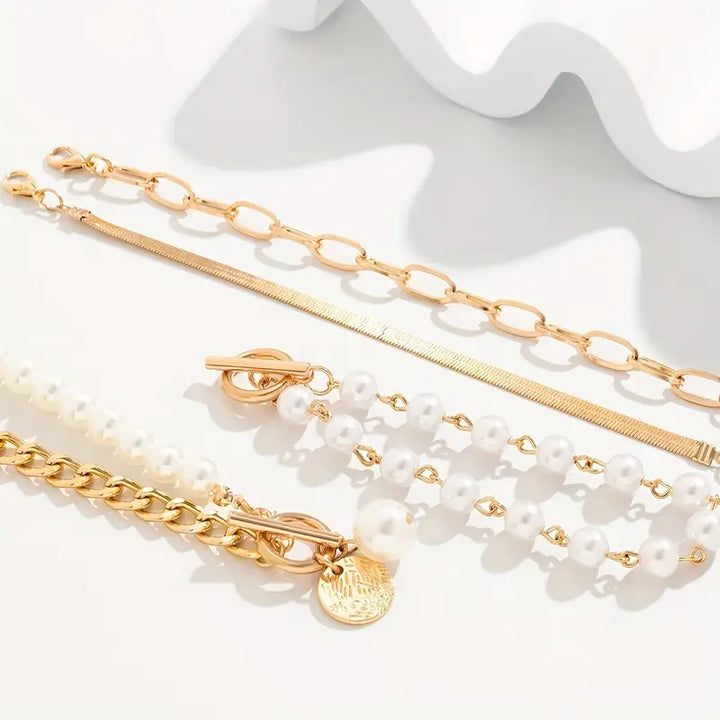 Premium Layered Pearl Bracelet Set