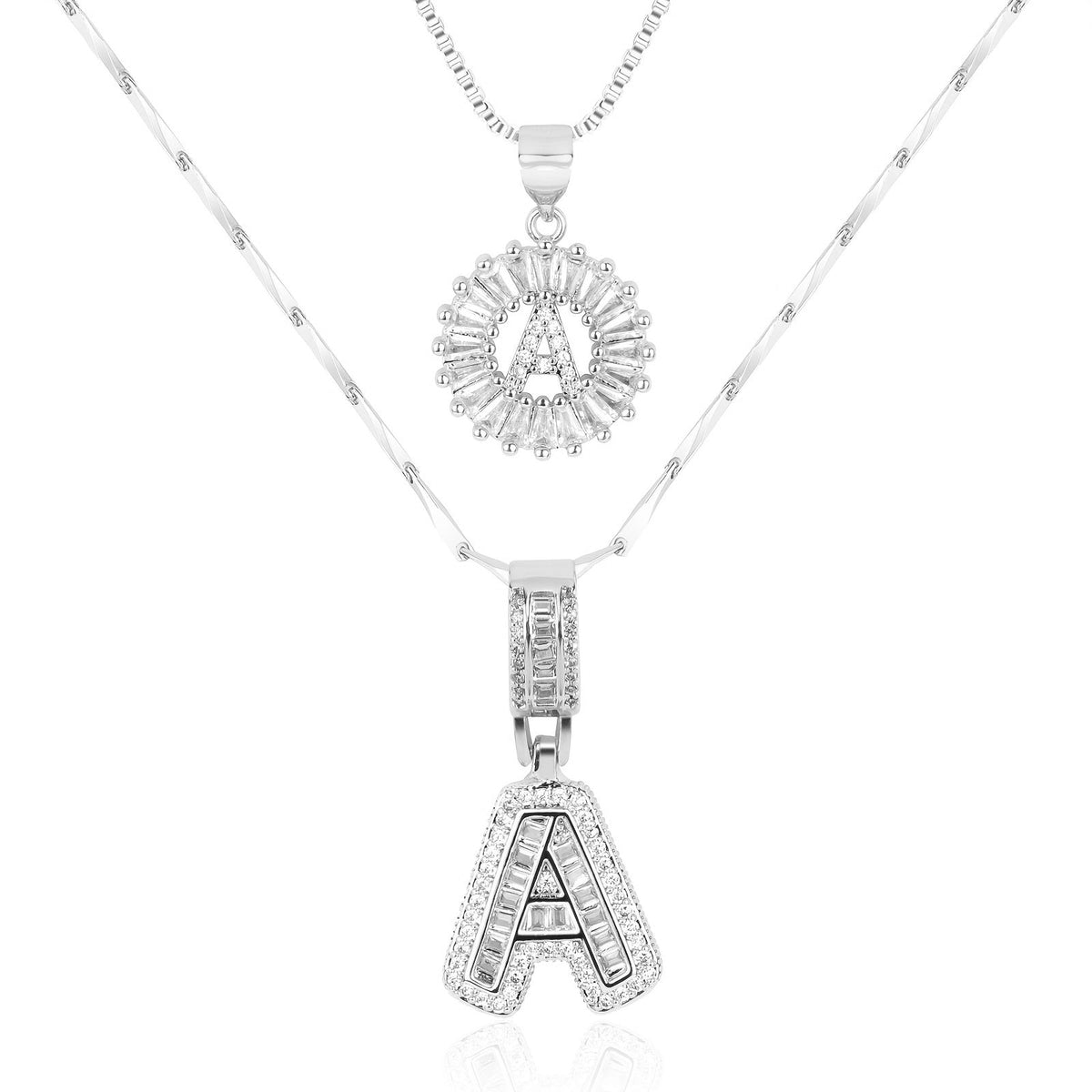 2pc 14k Sparkling Letter Initial Necklaces — product detail