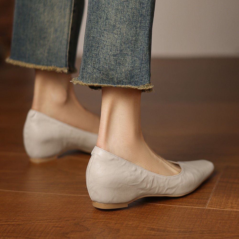 Noémie Square-Toe Leather Flat