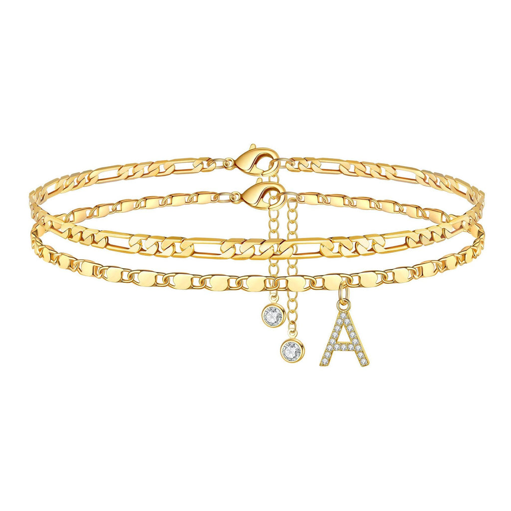 2pc 14k Sparkling Letter Initial Anklet — product detail