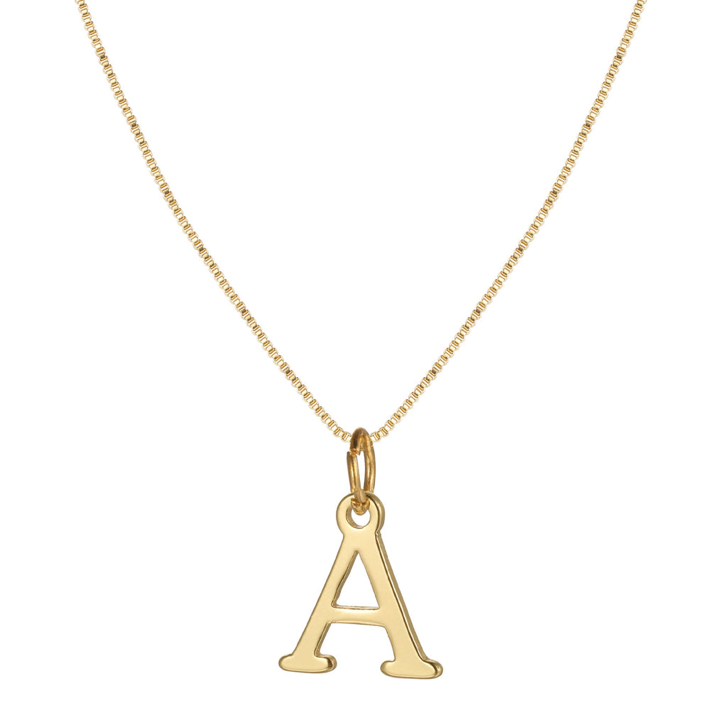 14k Minimal Serif Initial Necklace — product detail