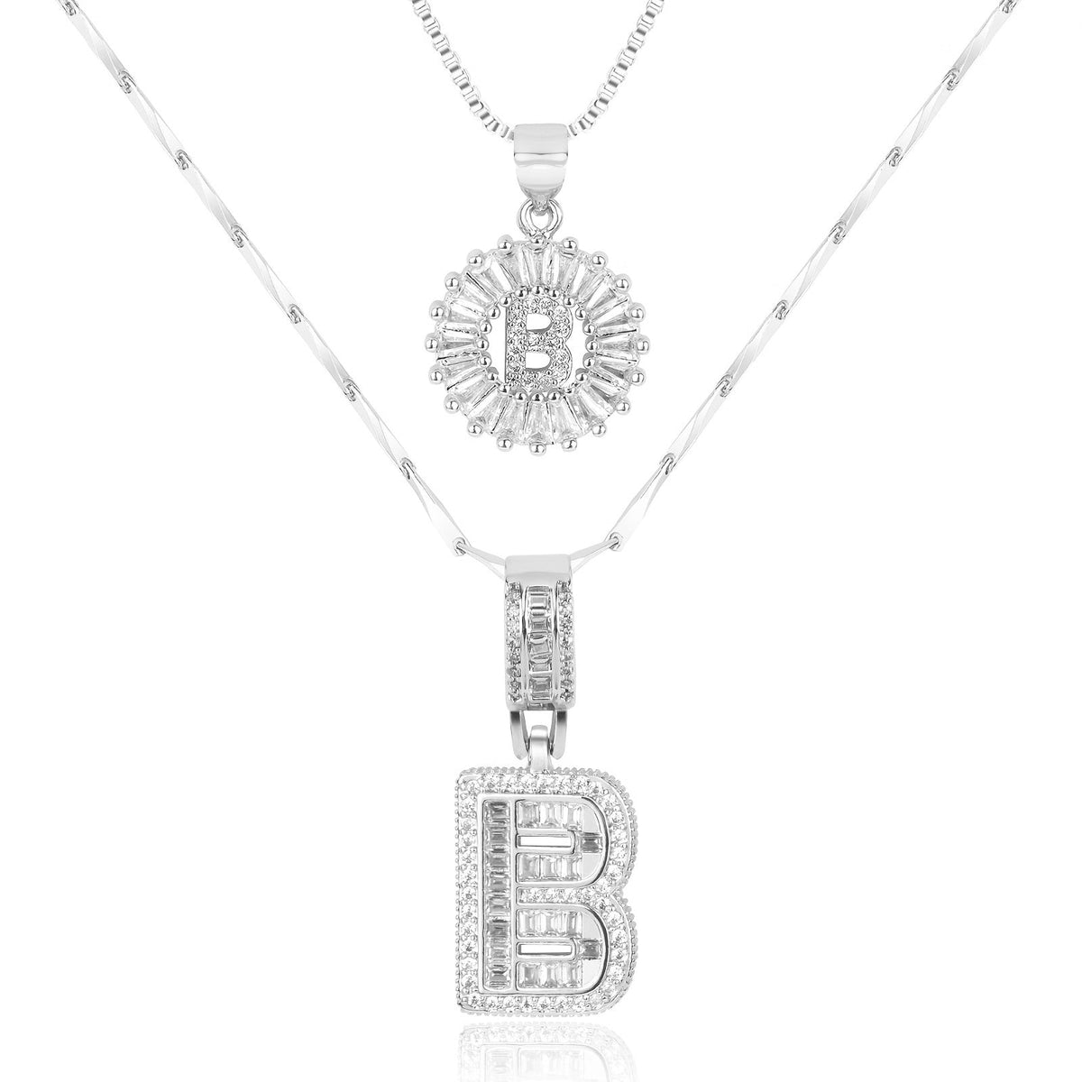 2pc 14k Sparkling Letter Initial Necklaces — product detail