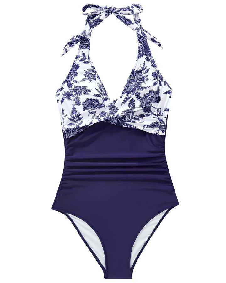 CHARLOTTE AVALON | FLORAL HALTER SWIMSUIT FOR WOMAN
