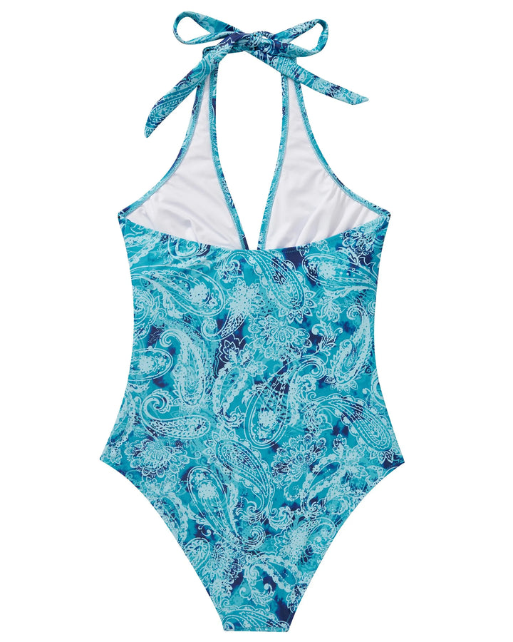 CHARLOTTE AVALON | FLORAL HALTER SWIMSUIT FOR WOMAN