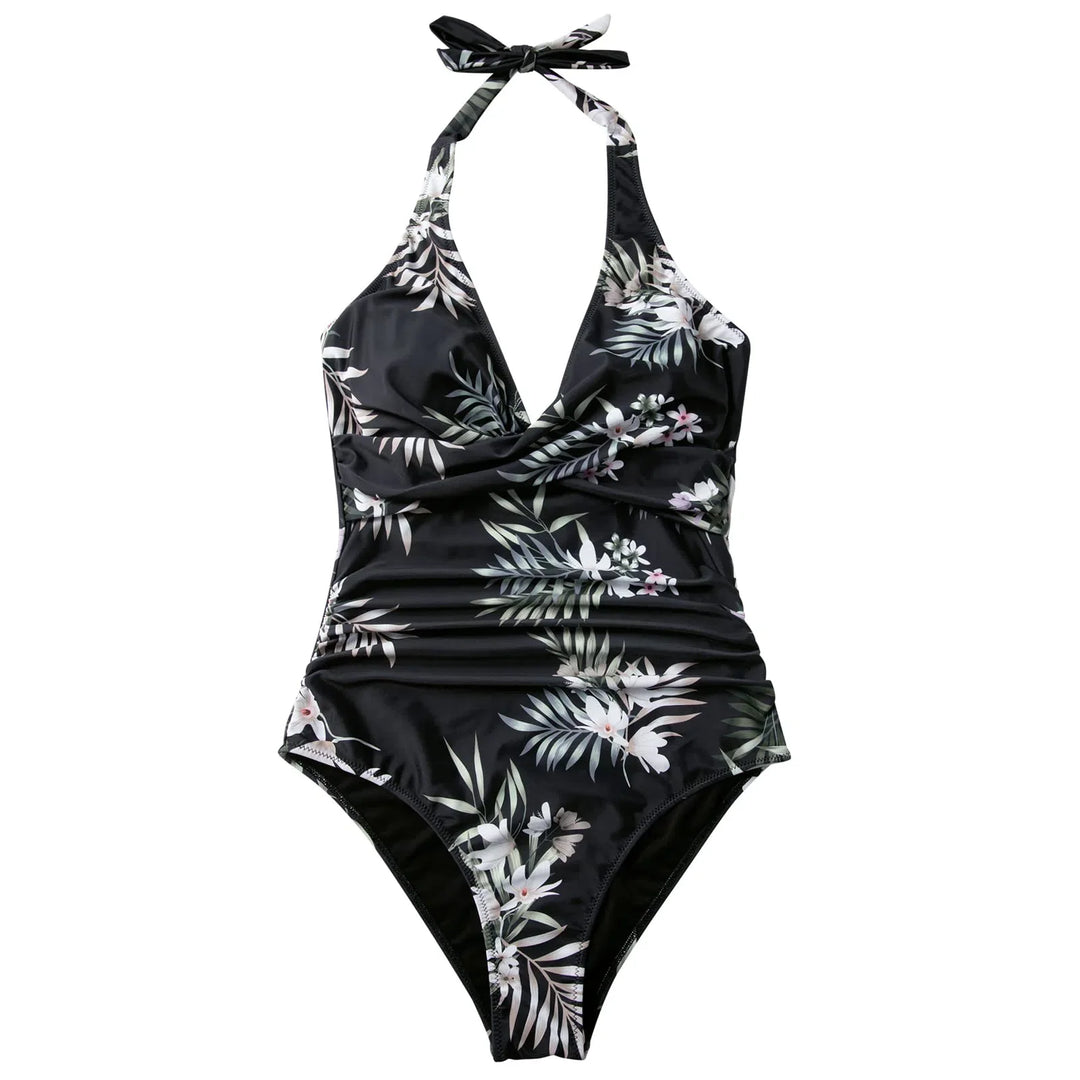 CHARLOTTE AVALON | FLORAL HALTER SWIMSUIT FOR WOMAN