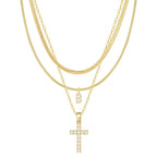 3pc 14k Diamond Accented Initial & Cross Necklace Set — product detail