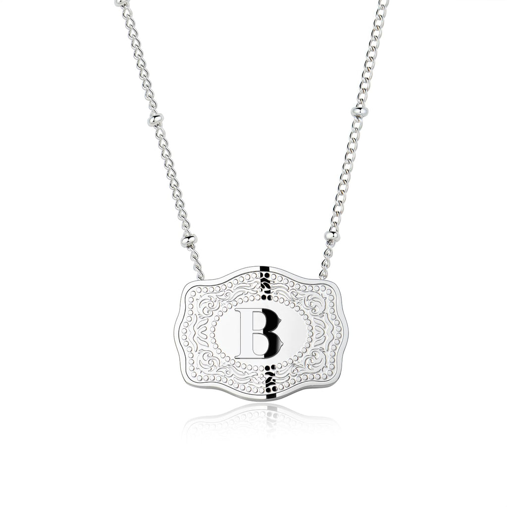 Dainty Belt Buckle Letter Initial Necklaces — product detail