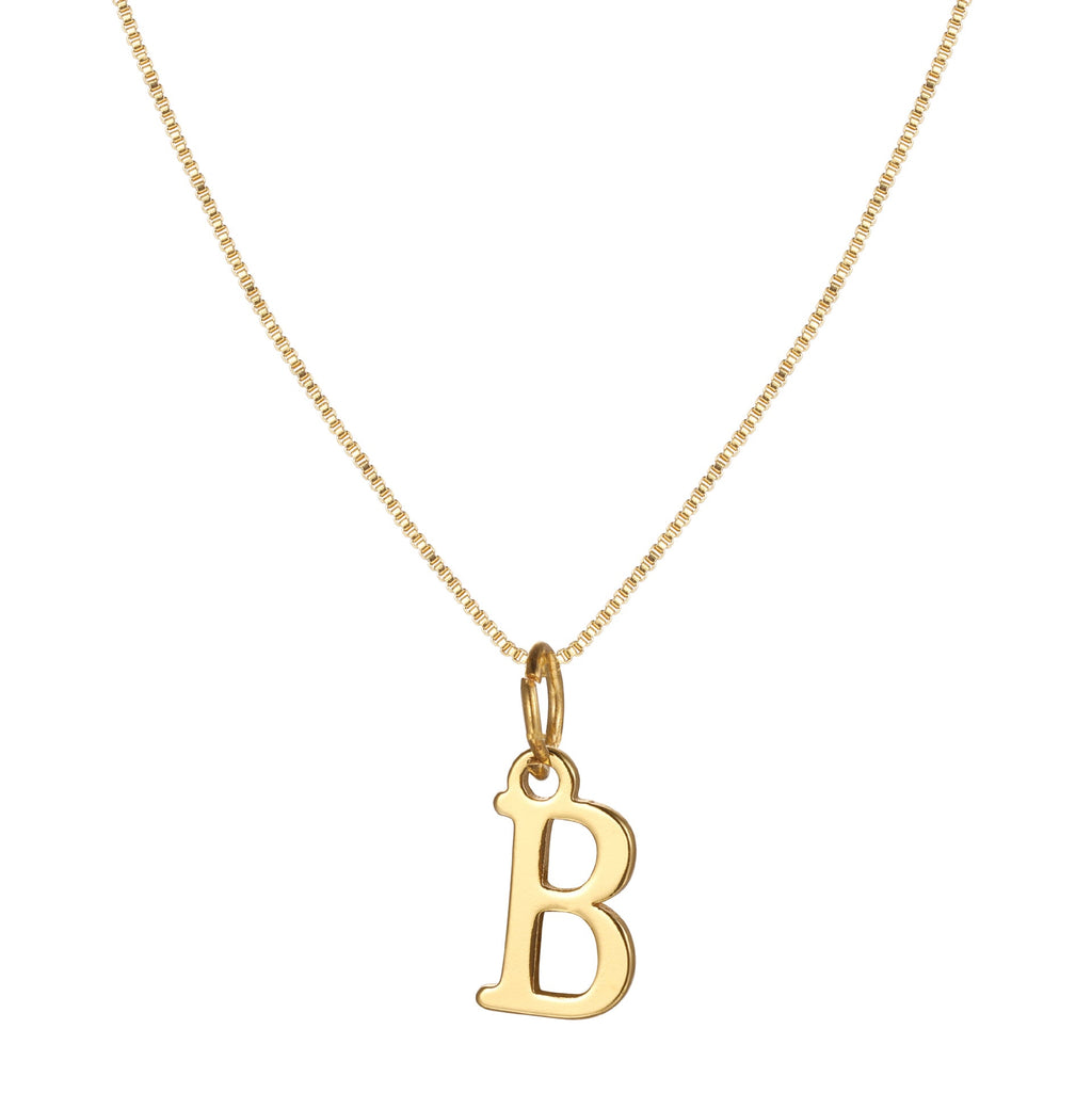 14k Minimal Serif Initial Necklace — product detail