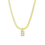 Dainty Diamond Letter Initial Herringbone Necklace — product detail