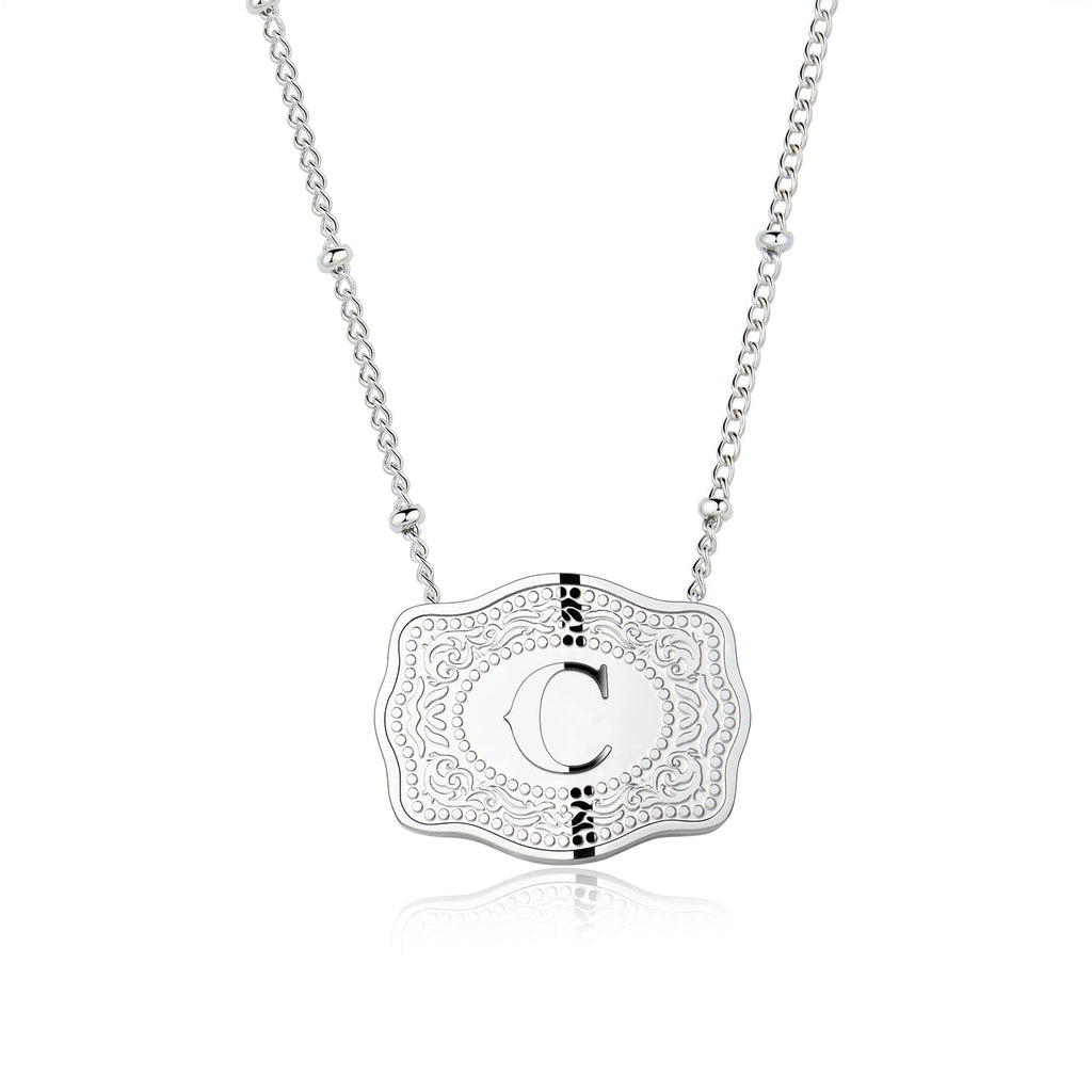 Dainty Belt Buckle Letter Initial Necklaces — product detail