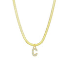 Dainty Diamond Letter Initial Herringbone Necklace — product detail