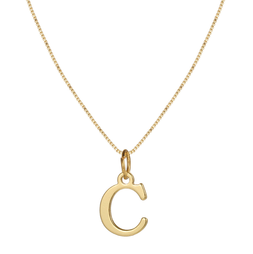 14k Minimal Serif Initial Necklace — product detail