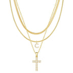 3pc 14k Diamond Accented Initial & Cross Necklace Set — product detail