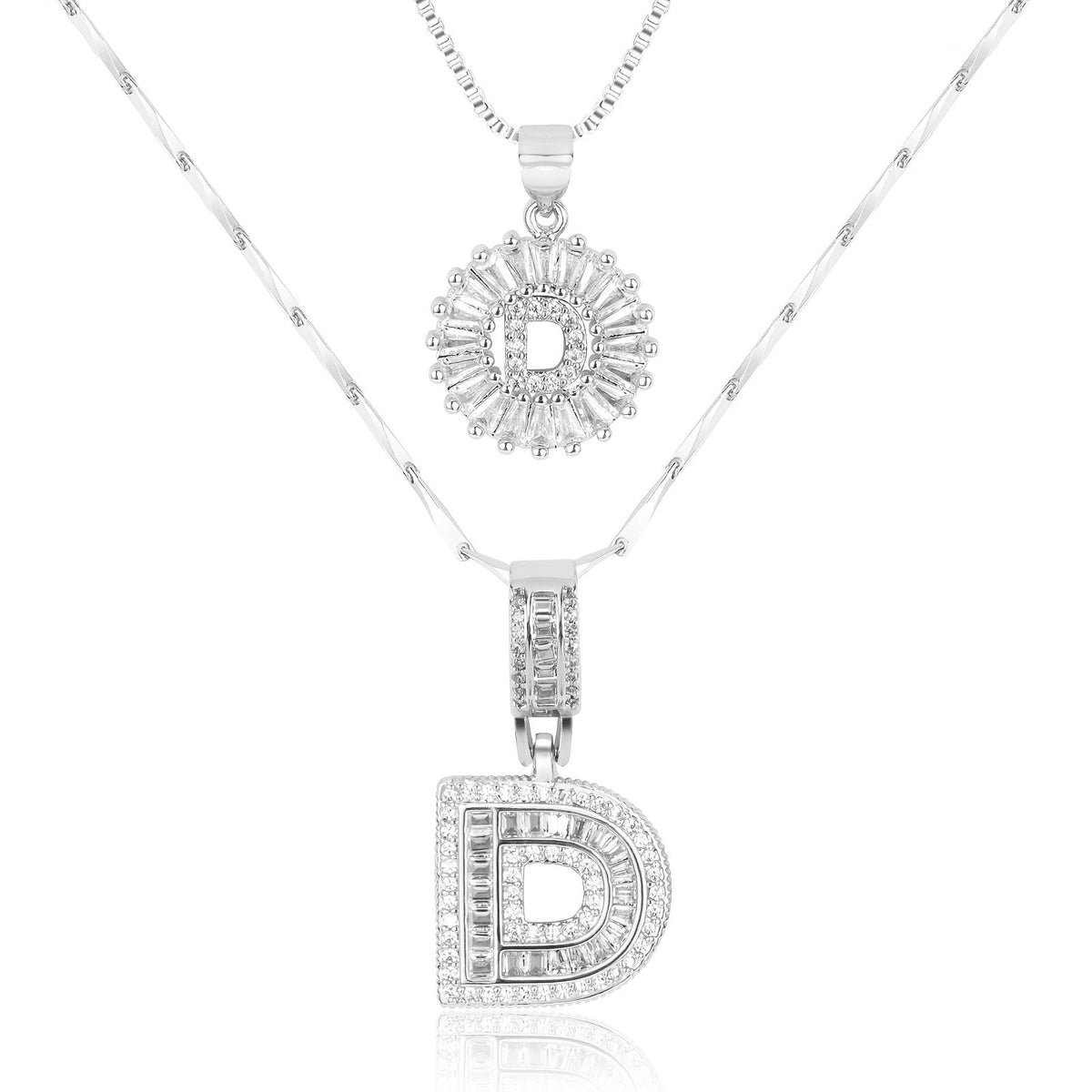2pc 14k Sparkling Letter Initial Necklaces — product detail