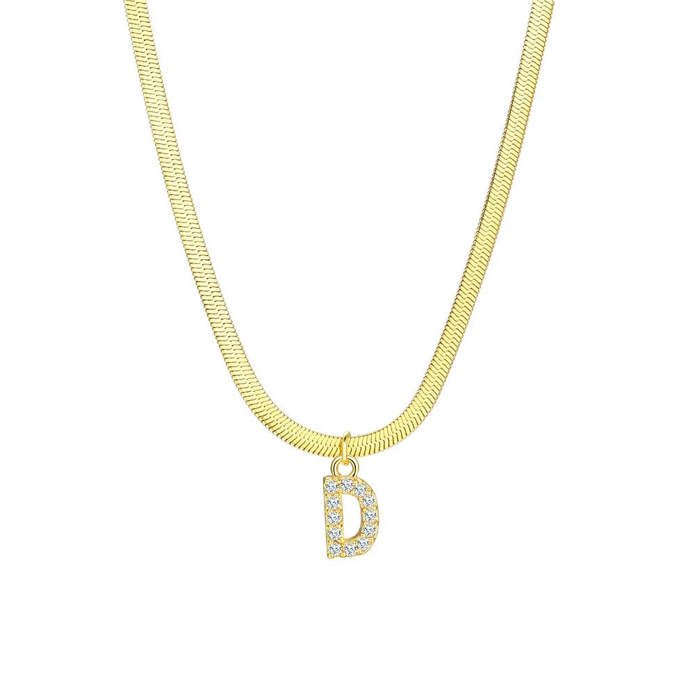 Dainty Diamond Letter Initial Herringbone Necklace — product detail