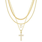 3pc 14k Diamond Accented Initial & Cross Necklace Set — product detail