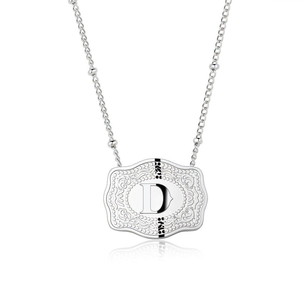 Dainty Belt Buckle Letter Initial Necklaces — product detail