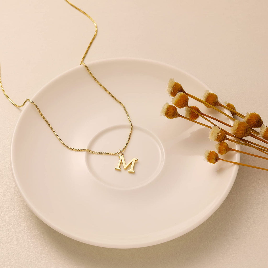 14k Minimal Serif Initial Necklace — product detail