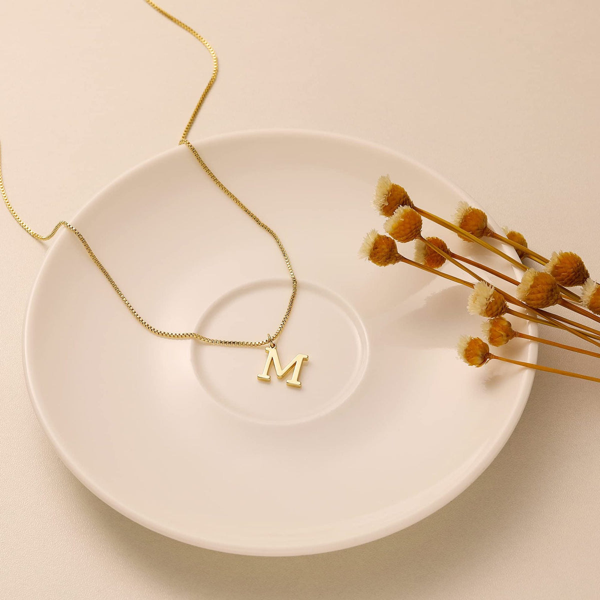 14k Minimal Serif Initial Necklace — product detail