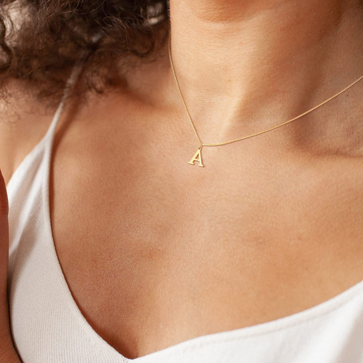 14k Minimal Serif Initial Necklace — product detail