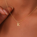14k Minimal Serif Initial Necklace — product detail