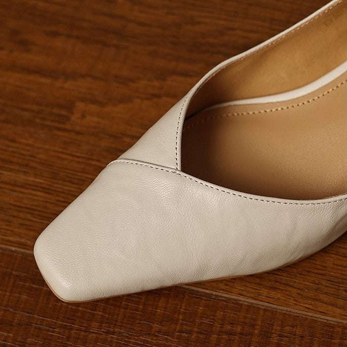 Noémie Square-Toe Leather Flat