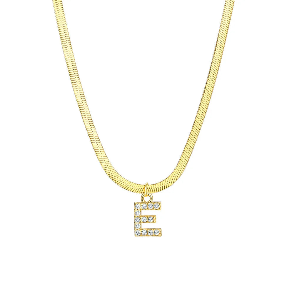 Dainty Diamond Letter Initial Herringbone Necklace — product detail