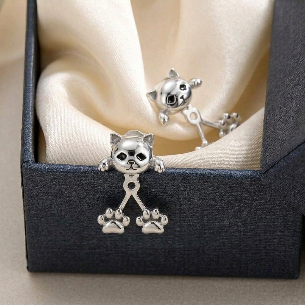 S925 Cute Cat Paw Earrings — product detail
