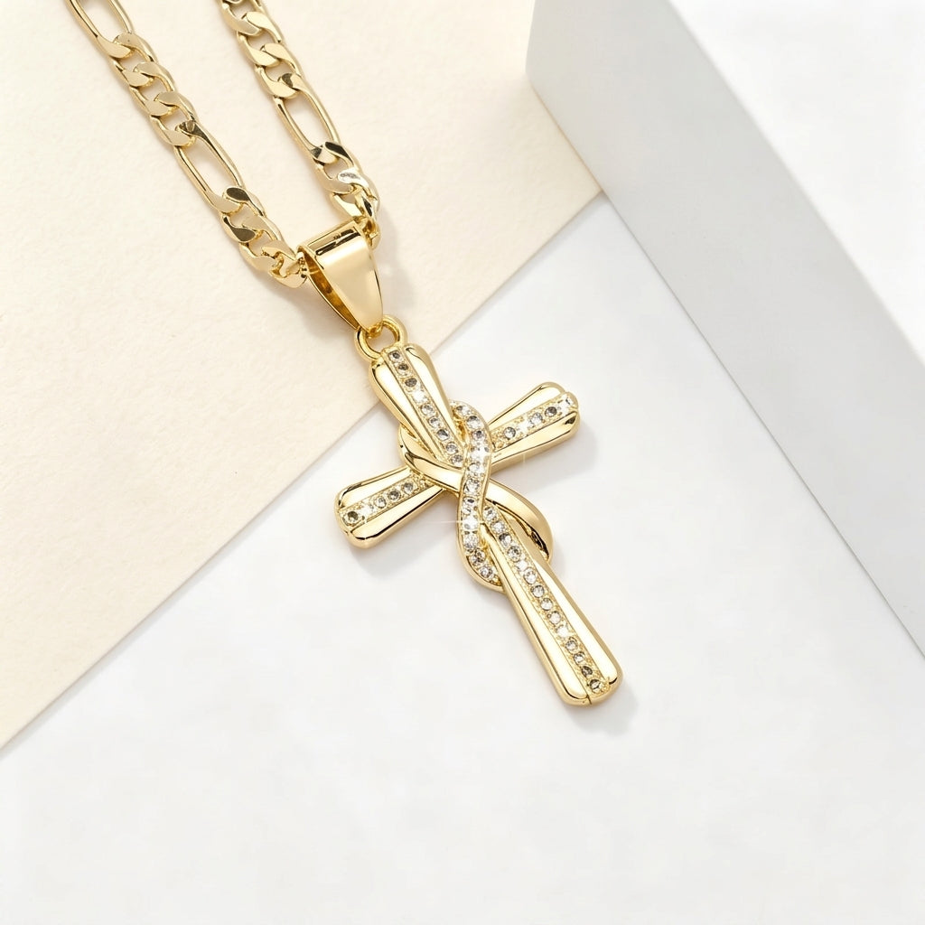 14k Sparkling Accented Infinity Cross Necklace — product detail