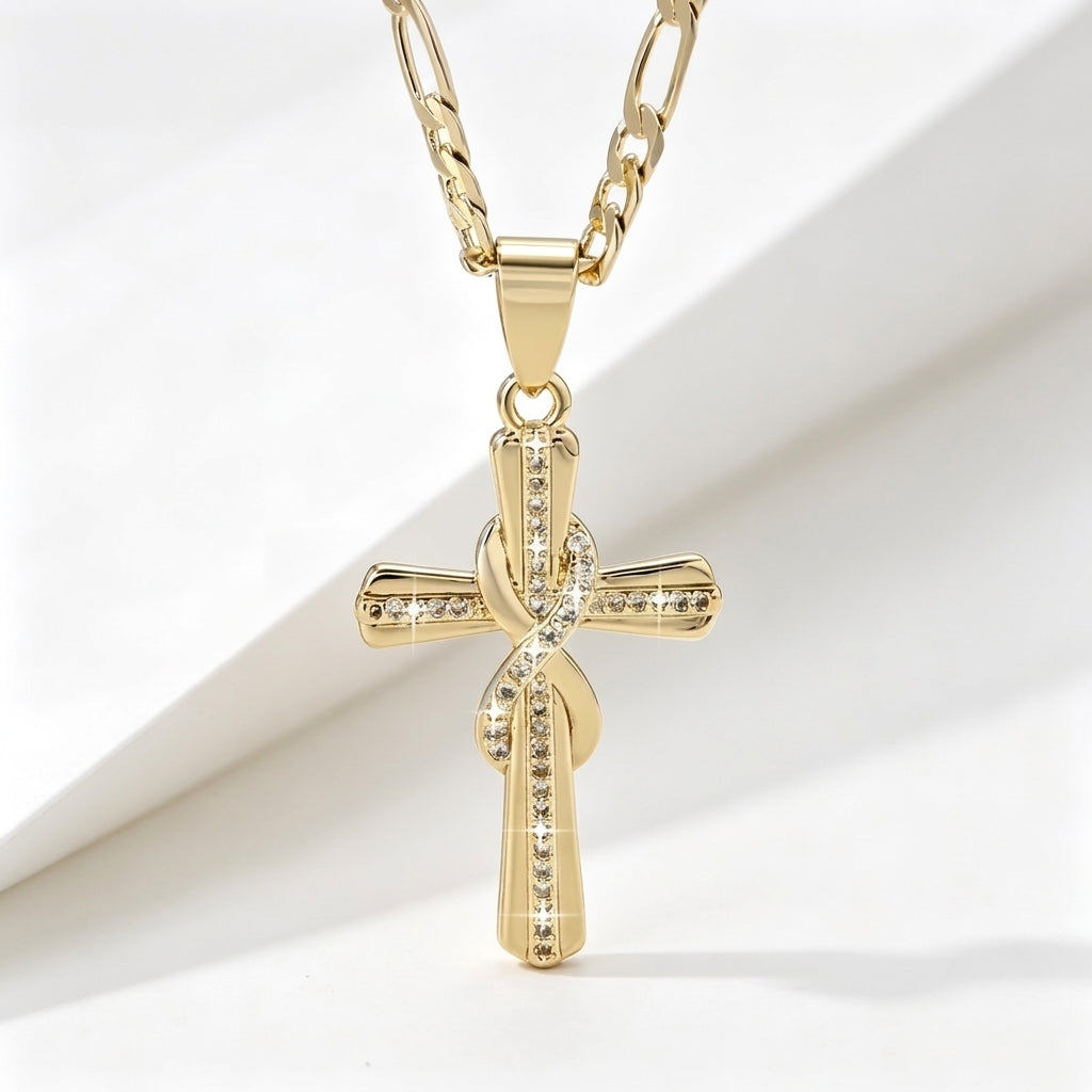 14k Sparkling Accented Infinity Cross Necklace — product detail
