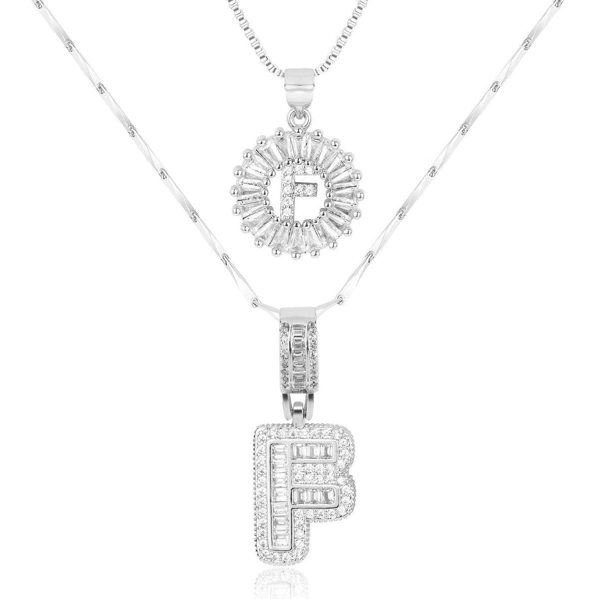 2pc 14k Sparkling Letter Initial Necklaces — product detail