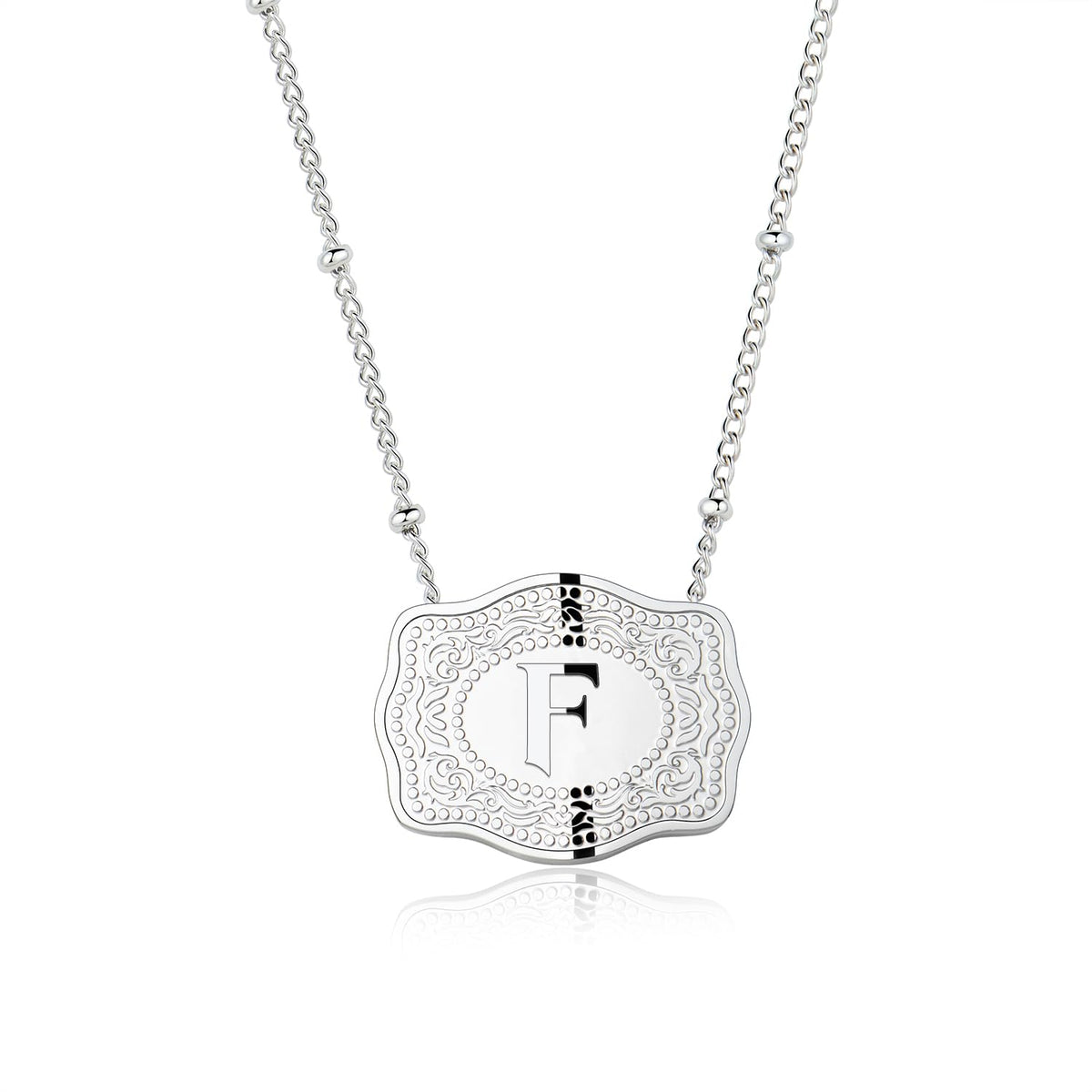 Dainty Belt Buckle Letter Initial Necklaces — product detail