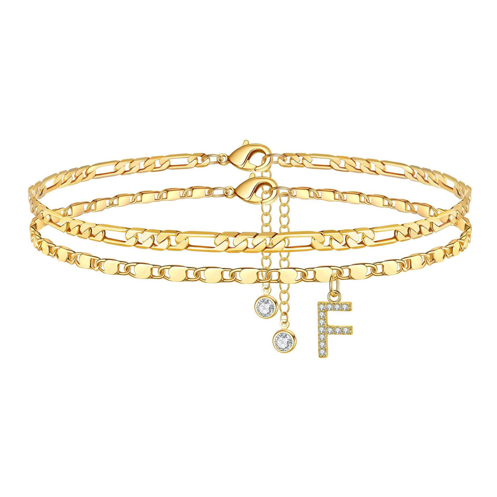 2pc 14k Sparkling Letter Initial Anklet — product detail
