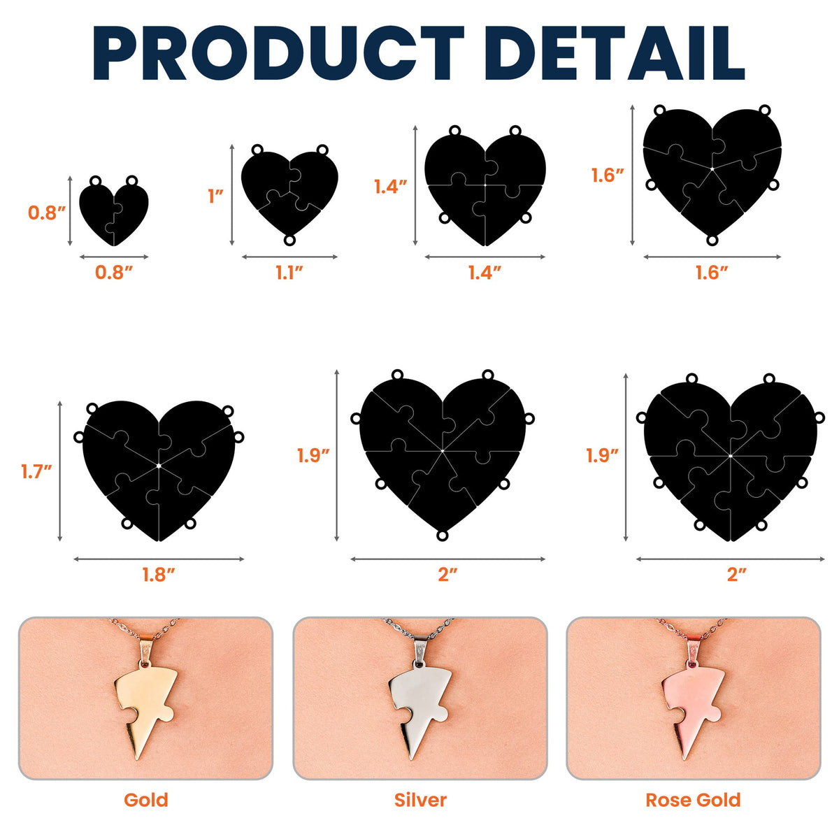 Personalised Family Heart Puzzle Necklace — product detail