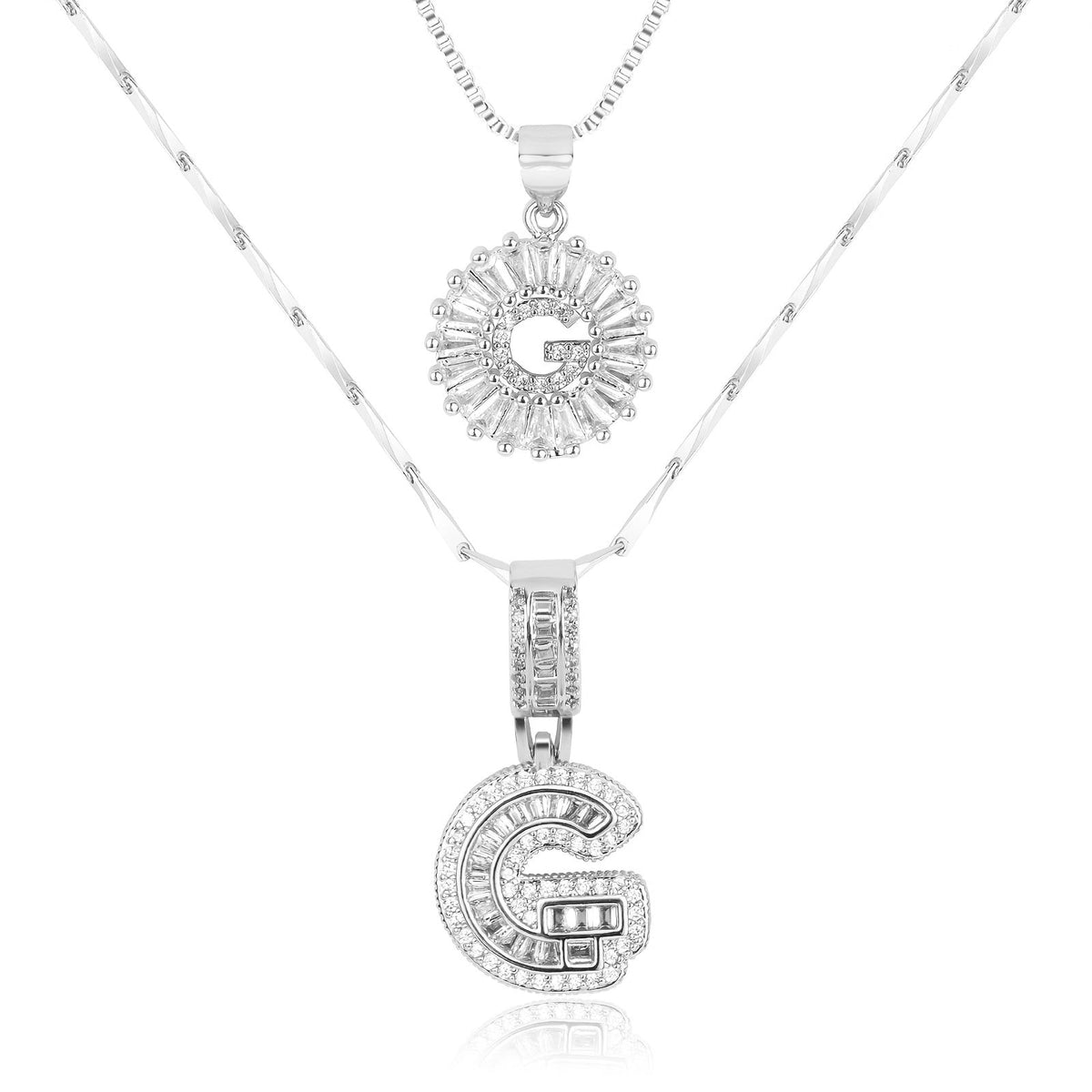 2pc 14k Sparkling Letter Initial Necklaces — product detail