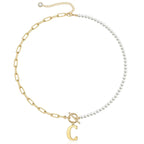 Pearl & Paperclip Chain Letter Initial Necklace — product detail