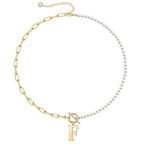 Pearl & Paperclip Chain Letter Initial Necklace — product detail