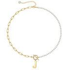 Pearl & Paperclip Chain Letter Initial Necklace — product detail