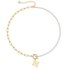 Pearl & Paperclip Chain Letter Initial Necklace — product detail