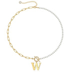 Pearl & Paperclip Chain Letter Initial Necklace — product detail