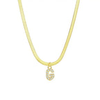Dainty Diamond Letter Initial Herringbone Necklace — product detail