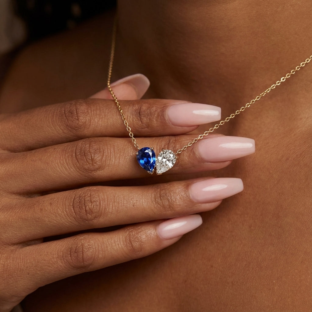 Dainty Dual Birthstone Heart Necklace — product detail