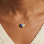 Dainty Dual Birthstone Heart Necklace — product detail