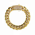 14k Chunky Sparkling Accented Clasp Cuban Link Bracelet — product detail